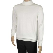 Men's Sweater Knit By BRANGO Turkey Mock Neck Cotton Blend 21050 White image 8