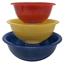 Pyrex Clear Bottom Mixing Bowl Set VTG 80s Nesting Primary Colors 322 323 325 - £35.38 GBP