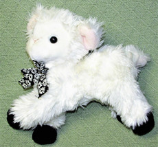 10" Walmart Lamb White Black Stuffed Animal Pink Ears Flower Ribbon Easter Toy - $10.80