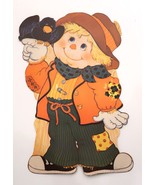 Vtg Scarecrow Crow Halloween Die Cut Paper Decoration Costume Unsigned Kid - $186.58 MXN