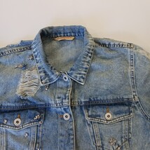 Highway Jeans Women's Blue Cotton Blend Distressed Denim Jacket Pockets Size L image 15