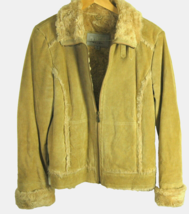 Wilson&#39;s Suede Leather MAXIMA Sherpa Coat Jacket Faux Fur Trim Women&#39;s M... - £157.32 GBP