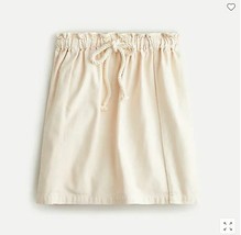 New J Crew Women Dusty Ivory Pull-on Elastic Tie Waist Cotton Mini Skirt Sz M - £27.23 GBP