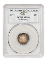 1839 10C PCGS MS66 (No Drapery) ex: D.L. Hansen - £4,180.60 GBP