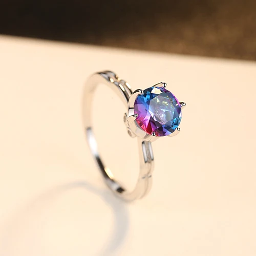 CZCITY 925  Silver Rainbow Fire Mystic Topaz Solid Ring For Women Jewelry Gift F - $26.62