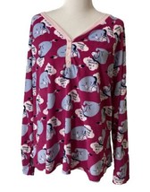 Eeyore Disney Womens Pajama Top Pink Gray Sz Plus 3X 22W-24W Plush V-neck - £10.91 GBP
