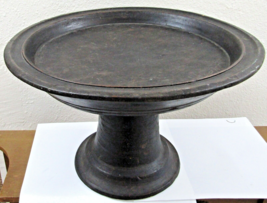 Antique Balinese circa 1890&#39;s Turned Wood Round Pedestal Offering Tray  - $569.25