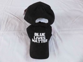 Blue Lives Matter Police Memorial Cops Law Enforcement USA Black Cotton Cap - $18.88
