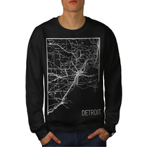 Wellcoda Map Street Detroit Art Work Mens Sweatshirt - $34.80+