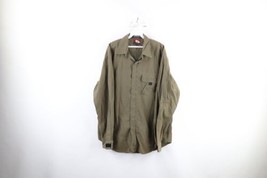Vtg Tommy Hilfiger Mens Large Faded Military Style Full Zip Collared Shirt Olive - £42.79 GBP