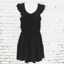 Gap Dress Womens Medium Black Ruffle Flutter Sleeveless Drawstring Waist LBD - £17.27 GBP
