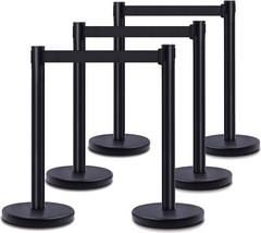 Heavy Duty Crowd Control Stanchion - DuraSteel Premium Steel Black Stanchions, 6 - £184.67 GBP