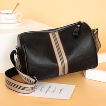 Vintage PU Leather Boston Women Small Handbag and Purse Fashion Female Stripe De - £19.41 GBP