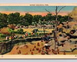 Zoological Park Panorama Detroit Michigan MI UNP Unused Linen Postcard E15 - $2.63