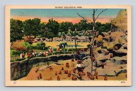 Zoological Park Panorama Detroit Michigan MI UNP Unused Linen Postcard E15 - £2.10 GBP