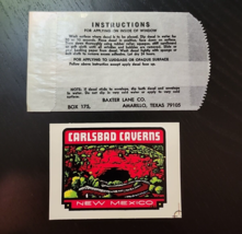 BAXTER LANE CO Carlsbad Caverns NM VTGTravel Luggage Water Decal Sticker... - $22.64