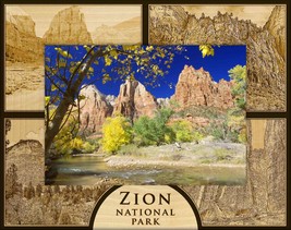 Zion National Park with 4 Scenes Laser Engraved Wood Picture Frame Landscape (3  - £20.87 GBP