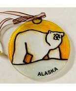 Handmade Fused Glass Ornament Suncatcher  Midnight Sun Polar Bear Alaska - $261.67 MXN