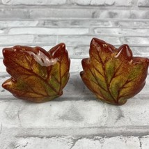 Fall Leaves Salt &amp; Pepper Shakers Autumn Thanksgiving Orange Brown Green... - £10.52 GBP