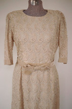 Vintage 40s Mason Waters Paisley Lace Silk Lined Champagne Cocktail Party Dress - £116.84 GBP