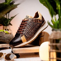 Portici Genuine Crocodile and Lizard Fashion Sneaker Orix / Brown image 7