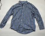 Izod Button Up Shirt Mens Size Large Blue Plaid Long Sleeve - £11.75 GBP