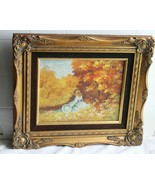 VTG Oil on Canvas signed Oliva Impressionism Monet Style Girl in Field L... - €83,89 EUR