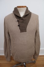 Duluth Trading L Brown Cotton Wool Shawl Collar Rib-Knit Sweater - £23.66 GBP