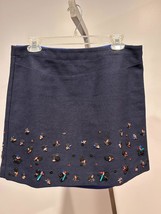 Banana Republic Skirt Beading Jewels Blue 8 Thick Cotton - £21.93 GBP