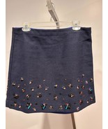 Banana Republic Skirt Beading Jewels Blue 8 Thick Cotton - $37.27 CAD