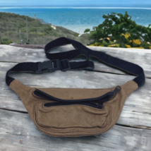 Vtg Genuine Leather Fanny Pack Unisex Brown Depe Leather Pockets Adjustable - £14.34 GBP