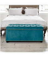 Velvet Upholstered Ottoman Storage Box Bedroom Footstool Blanket Toy Box  - $135.00