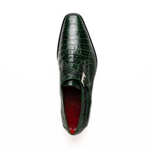 Rovigo Genuine Caiman Crocodile Monk Strap Forest Green image 4