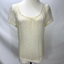 Piazza Sempione Silk Chiffon Off-White Dot Top Size M IT44 Print Light B... - $38.50