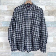 UNTUCKit Flannel Plaid Shirt Blue Gray Button Down Cotton Casual Mens Large - £33.31 GBP