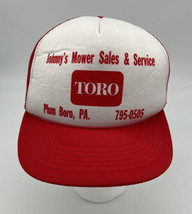 Vintage TORO Red &amp; White Snapback Trucker Hat Mesh Rope Advertising Plum Boro PA - £15.12 GBP