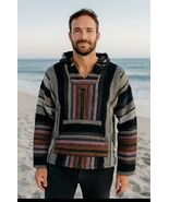 Vintage Taco Joe’ Hoodie Lg Poncho Unisex Hippie Striped Drug Rug Sweate... - $50.28 CAD