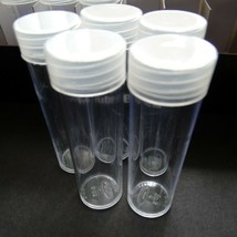 Lot of 5  BCW Nickel Round Clear Plastic Coin Storage Tubes w/ Screw On ... - £5.88 GBP