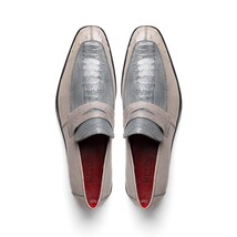 Fangio Men's Dress Shoes Penny Loafer Ostrich Leg Quill Gray image 5