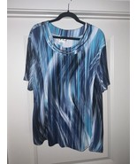 N TOUCH Womens Multicolor Gray/Blue/Black Short Sleeve Top Round Neck Si... - $15.08 CAD