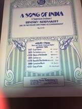 “A Song Of India” (Chanson Indoue) (Indian Song) By RIMSKY-KORSAKOFF 1922 - £6.79 GBP