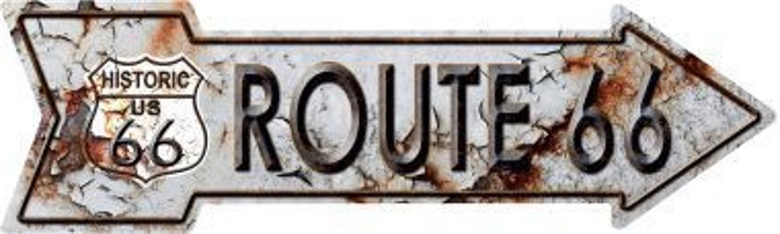 Rustic Look Route 66 Novelty Metal Arrow Sign 17" x 5" Wall Decor - £12.75 GBP