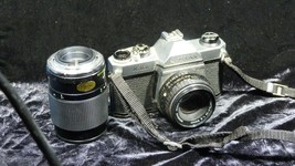 Asahi Pentax K1000 w/50mm 1:2 FILM CAMERA with 135mm 1:2.8  Rokinon Tele Lens - $233.35