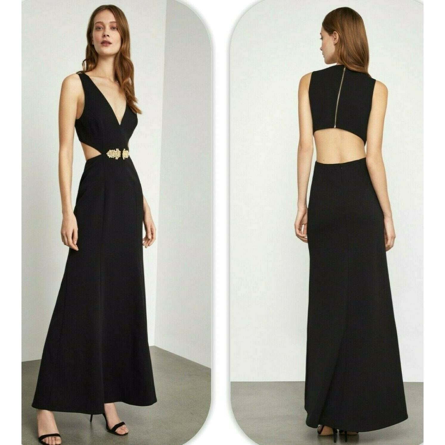 Primary image for BCBG Max Azria Brooch-Trimmed Cutout Gown NNH6219752, Size 8/Black