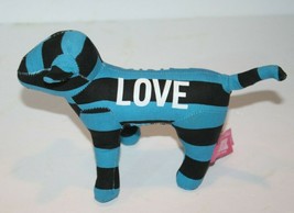 Victorias Secret PINK LOVE Puppy Dog Blue Black Stripe Plush Stands Soft Toy NEW - £5.50 GBP