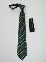 Mens Narrow Tie/Hankie Set Microfiber Silky Vito Rofolo VTR-99 Hunter Green image 2