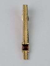 Vintage Gold Tone Tie Clip gator teeth with square tiger eye stone - £9.34 GBP