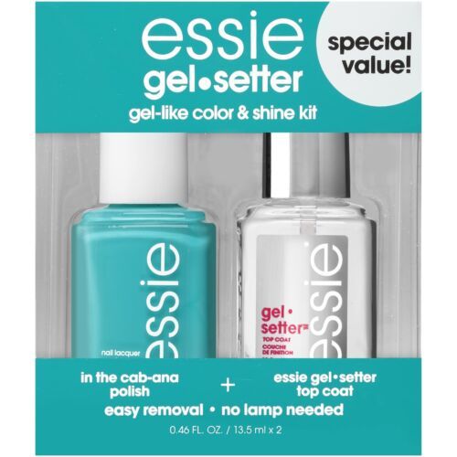Essie Gel Setter Longwear & Shine Color Kit, In-The-Cabana, Aqua Blue Nail - £13.54 GBP
