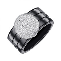 New Silver 925 Ceramics Ring - Stones Black Jewelry Charm Fashion Style Women - £110.73 GBP