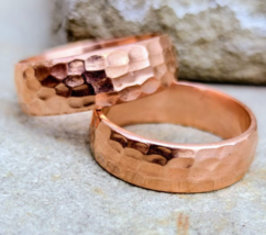 Solid Copper Adjustable Minimalist Healing Ring, Handmade, Unisex, Hamme... - $17.48+